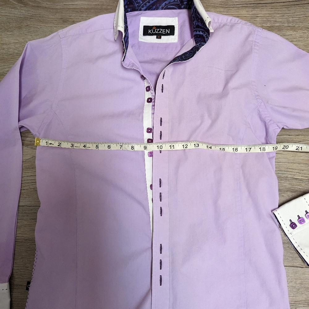 Nwot's men's tailored dress shirt, light lavender and purple cuffs, stunning, sm